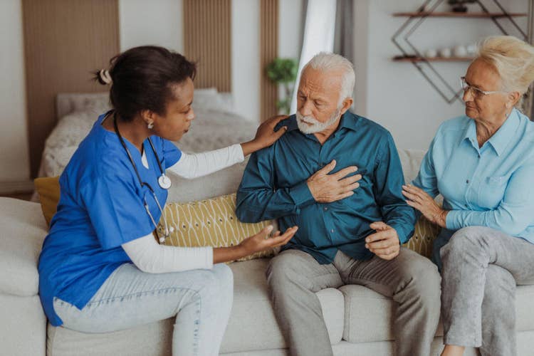 AFib patient discussing risks for stroke with doctor